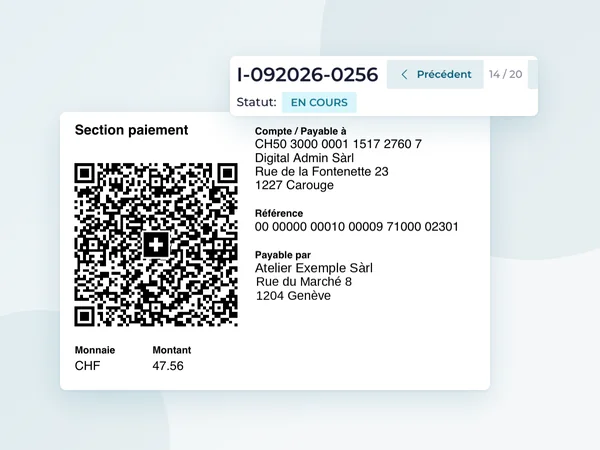 Une QR-facture suisse générée par Digital Admin
